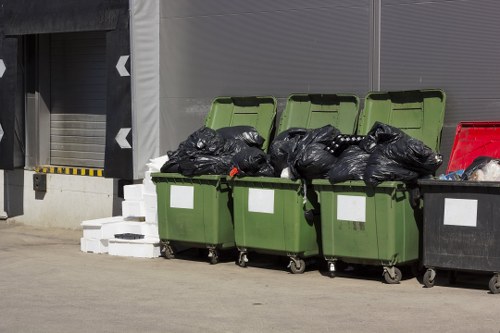 Securely locked enclosed skip ensuring safe waste disposal